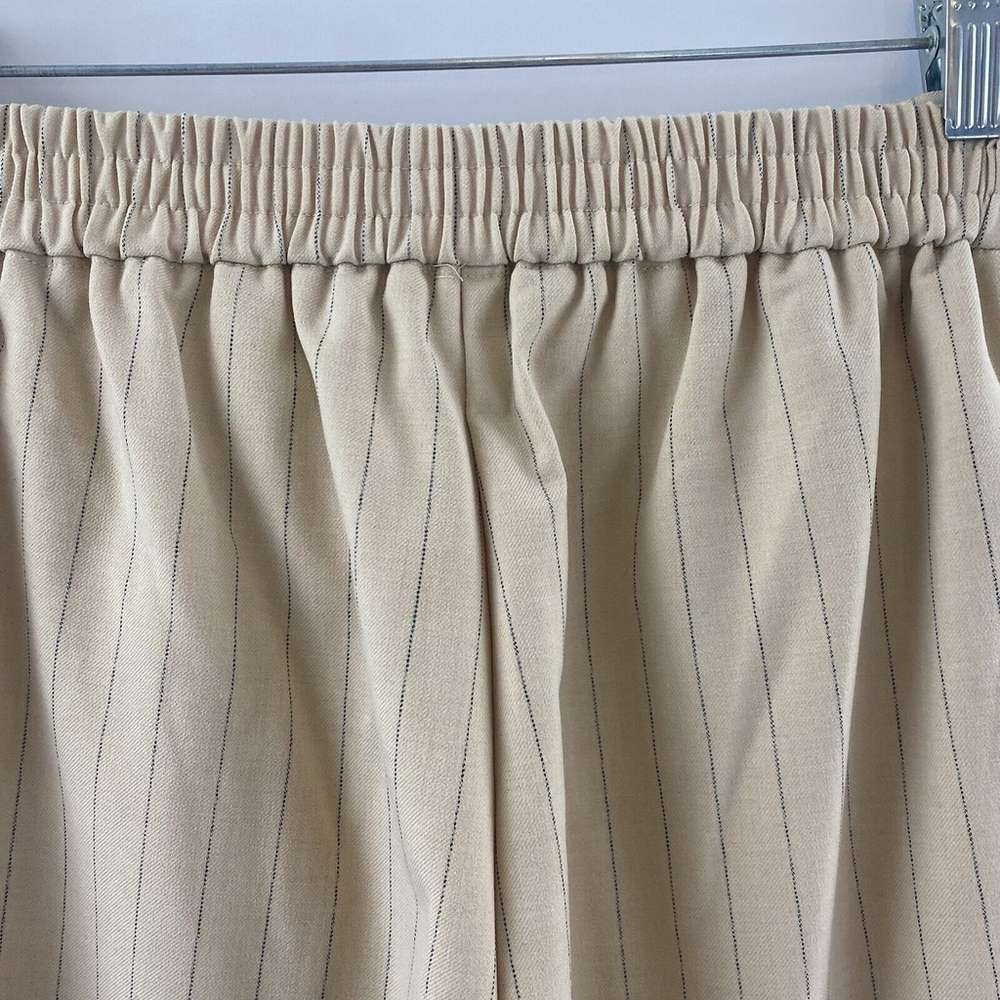 Maison d'Amelie Women's Loose Fit Wide Leg Taupe With Blue Pinstripes Sz 4 Pants - Picture 8 of 12